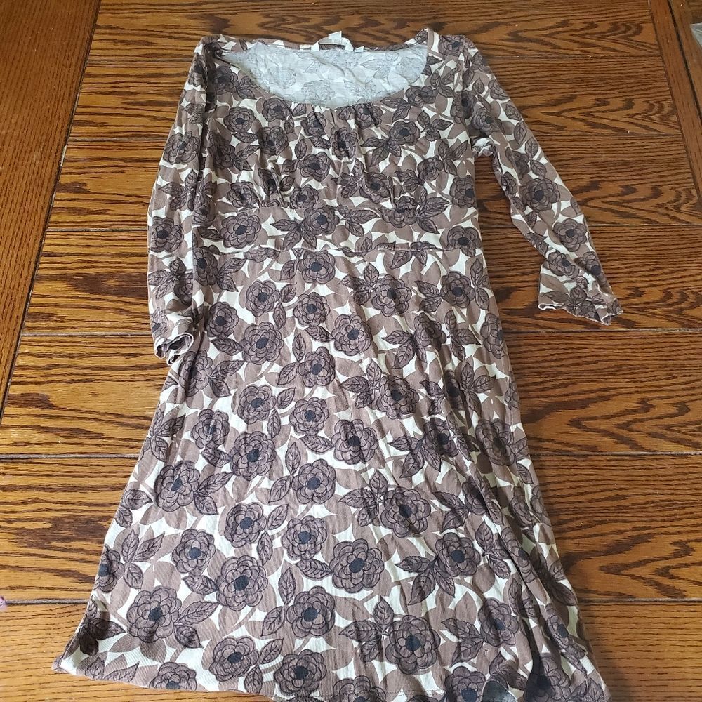 Boden brown floral empire waist dress sz 4R